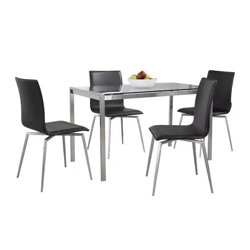 LumiSource Ensemble de salle à manger pivotant Fuji Mason 5 pièces en acier inoxydable