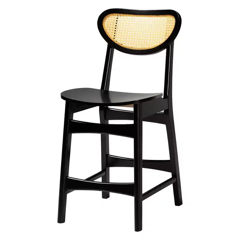 Ensemble de pub 5 pièces Baxton Studio Hesper en bois et rotin de style moderne du milieu du siècle