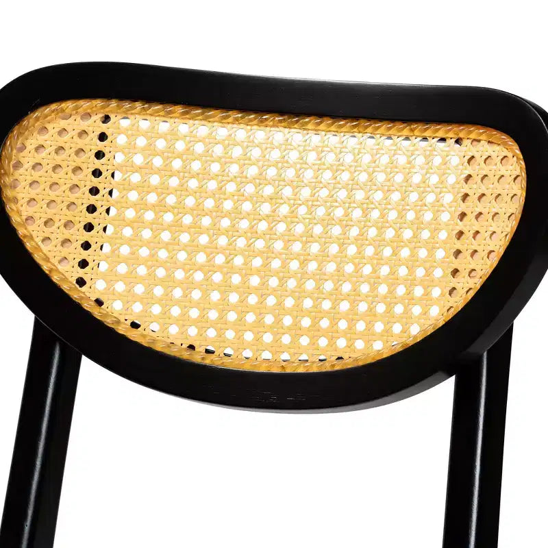 Ensemble de pub 5 pièces Baxton Studio Hesper en bois et rotin de style moderne du milieu du siècle