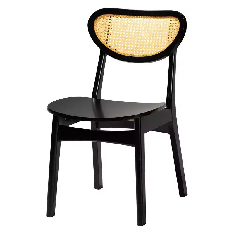 Ensemble de salle à manger 5 pièces en bois et rotin tressé de style milieu de siècle Baxton Studio Giuliana