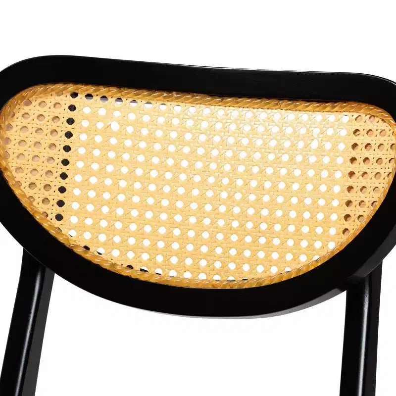 Ensemble de salle à manger 5 pièces en bois et rotin tressé de style milieu de siècle Baxton Studio Giuliana