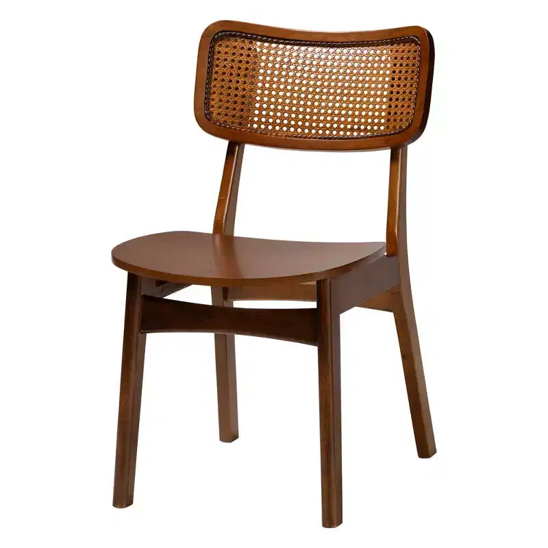 Ensemble de salle à manger 5 pièces Baxton Studio Linnet en bois et rotin de style moderne du milieu du siècle