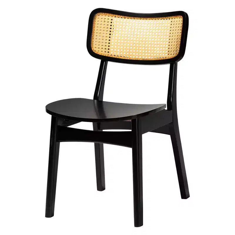 Ensemble de salle à manger 5 pièces Baxton Studio Linnet en bois et rotin de style moderne du milieu du siècle