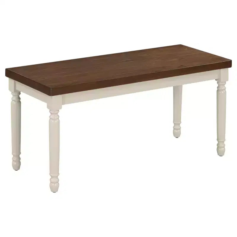 Ensemble de salle à manger rétro 6 pièces avec 1 table à manger en bois, 4 chaises et 1 banc, marron + blanc - ModernLuxe