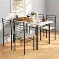 Costway 5 Piece Dining Table Set Wood Metal Kitchen Breakfast Furniture with 4 Chair Walnut/Natural