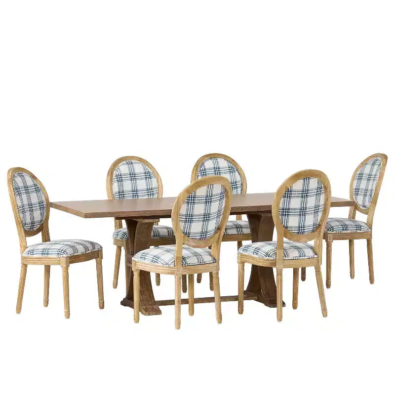 Christopher Knight Home Derring Ensemble de salle à manger extensible 7 pièces en bois rembourré de style campagnard français