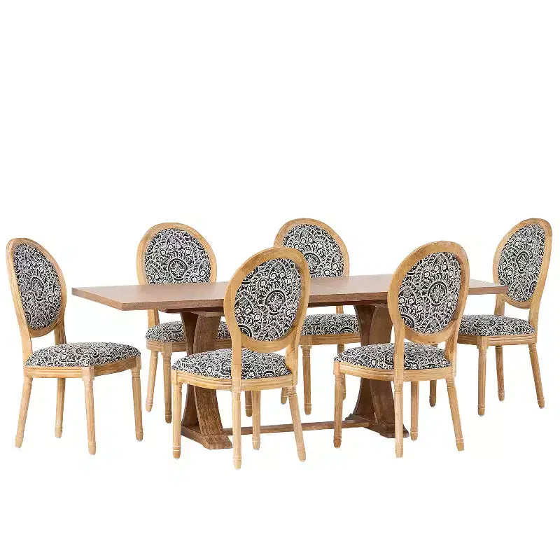 Christopher Knight Home Derring Ensemble de salle à manger extensible 7 pièces en bois rembourré de style campagnard français