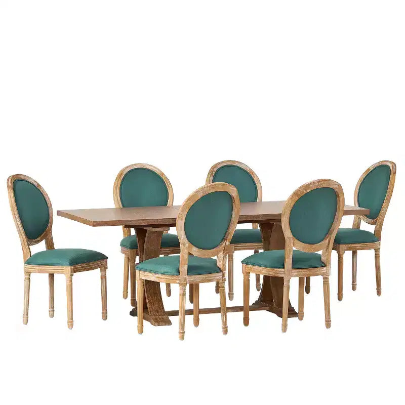 Christopher Knight Home Derring Ensemble de salle à manger extensible 7 pièces en bois rembourré de style campagnard français