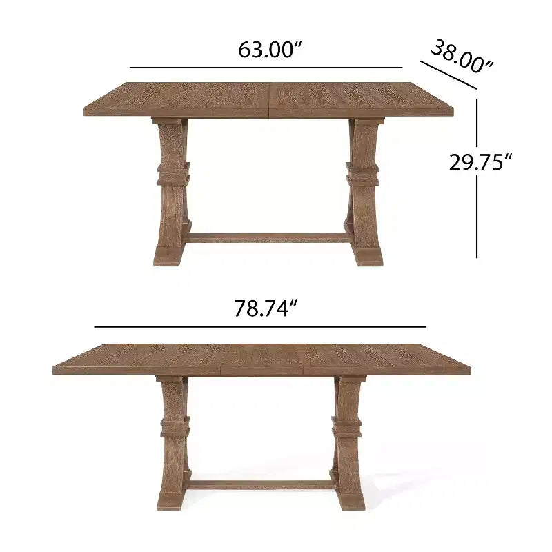 Christopher Knight Home Derring Ensemble de salle à manger extensible 7 pièces en bois rembourré de style campagnard français