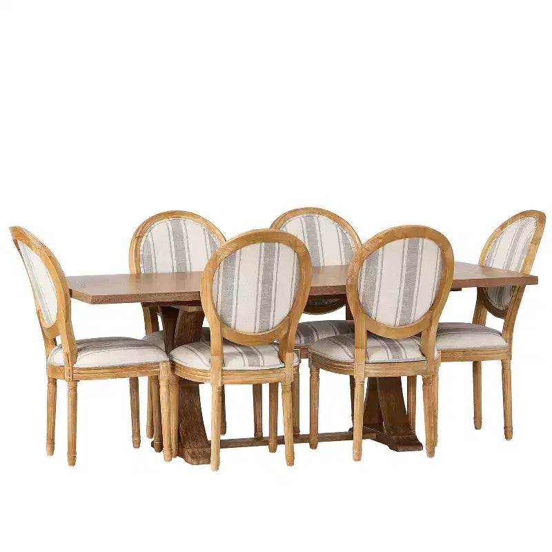 Christopher Knight Home Derring Ensemble de salle à manger extensible 7 pièces en bois rembourré de style campagnard français