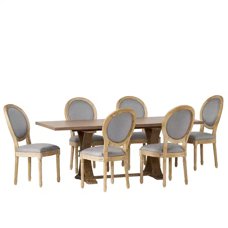 Christopher Knight Home Derring Ensemble de salle à manger extensible 7 pièces en bois rembourré de style campagnard français