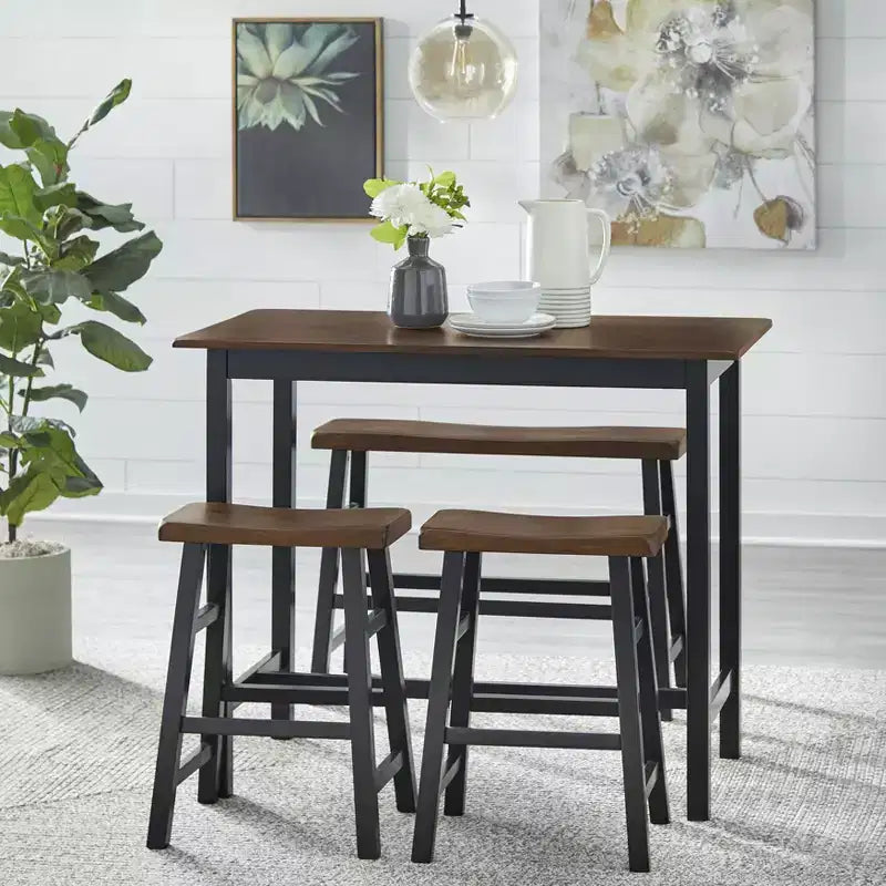 Ensemble de salle à manger 4 pièces en bois massif de hauteur comptoir compact Galena par Buylateral