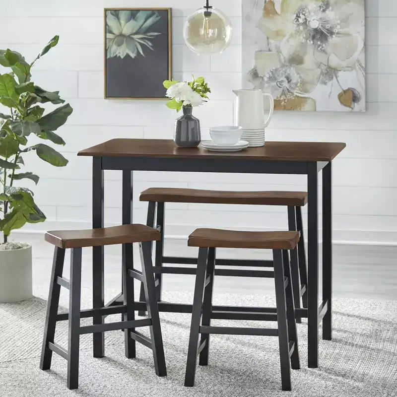 Ensemble de salle à manger 4 pièces en bois massif de hauteur comptoir compact Galena par Buylateral