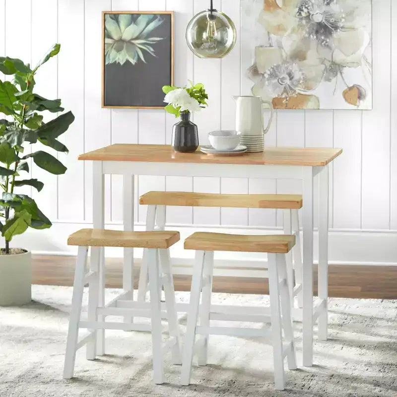 Ensemble de salle à manger 4 pièces en bois massif de hauteur comptoir compact Galena par Buylateral