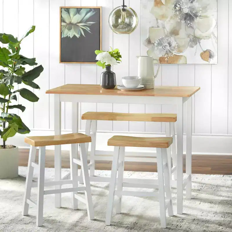 Ensemble de salle à manger 4 pièces en bois massif de hauteur comptoir compact Galena par Buylateral