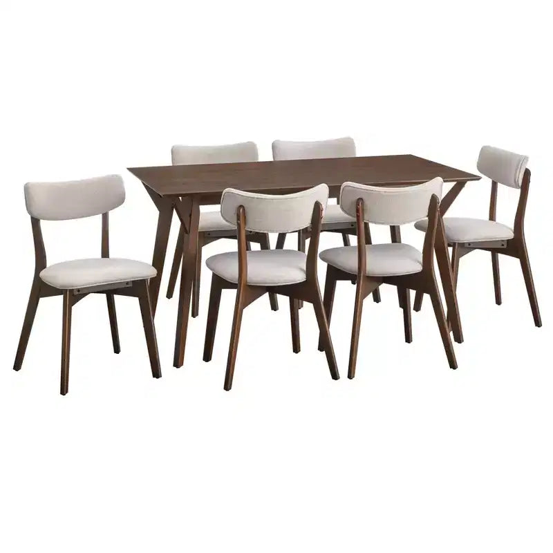 Lifestorey Cari 7Pc Mid Century Modern Dining Set